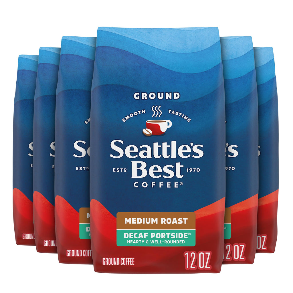 Seattle's Best Coffee Decaf Portside Blend Medium Roast Ground Coffee | 12 Ounce Bags (Pack of 6)