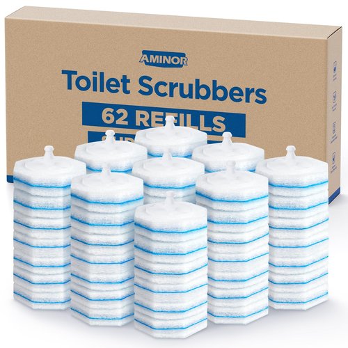 62 Count Toilet Wand Refills For Clorox Wand, 3-Layer Brush Heads with Upgraded Toilet Bowl Cleaners For 99.9% Stains Removal