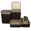 Ore International BW1215/6 6-Piece Square Folding Laundry Basket and Trays, Brown