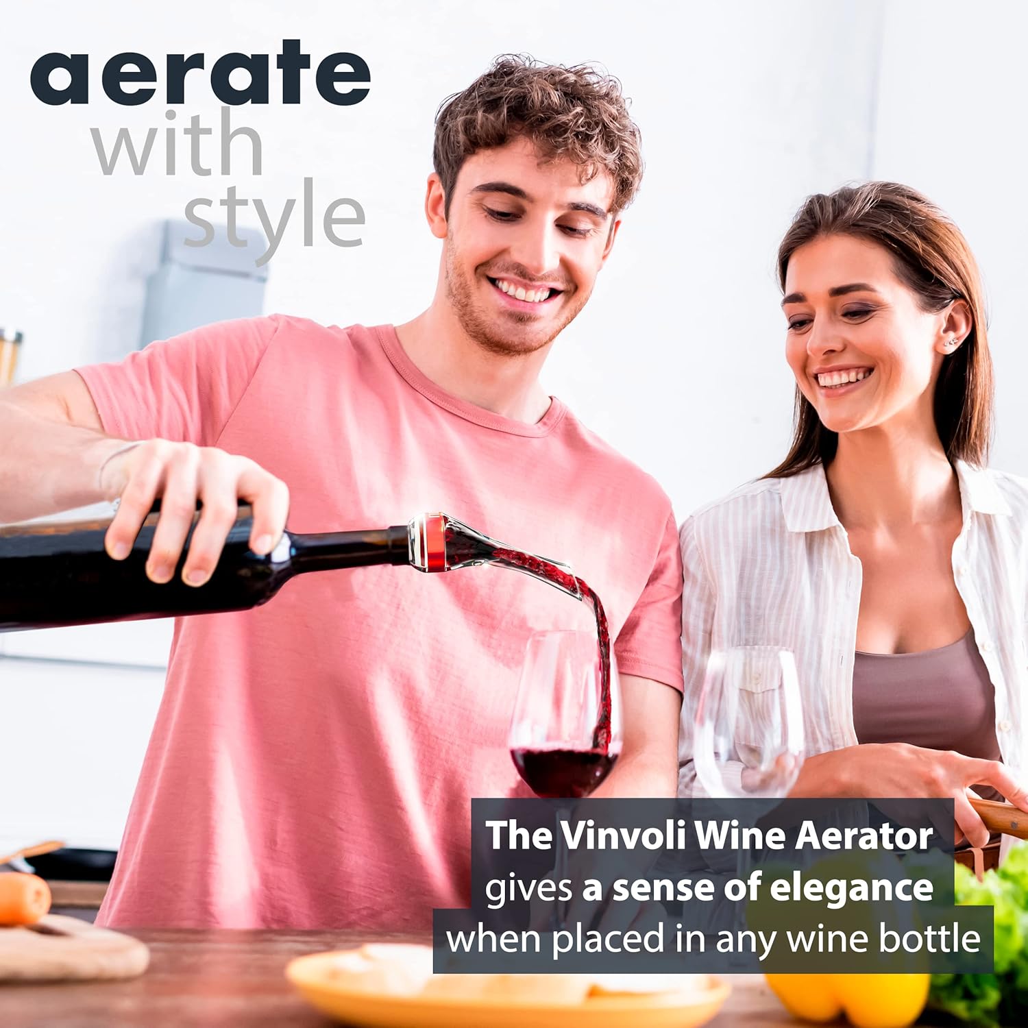 VINVOLI Wine Aerator - Deluxe 2026 Wine Air Aerator - Wine Aerators Pourer - Red Wine Decanter with Aerator - Wine Aerator Pourer Spout - Professional Quality for Wine Lovers and Sommeliers