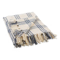 DII Modern Farmhouse Plaid Collection Cotton Fringe Throw Blanket, 50x60, White/French Blue