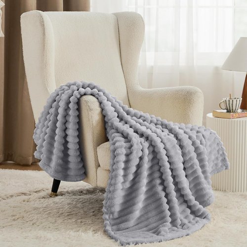 Bedsure Light Grey Fleece Blanket - Super Soft Cozy Throw for Couch, Perfect 50x70 Inches Size