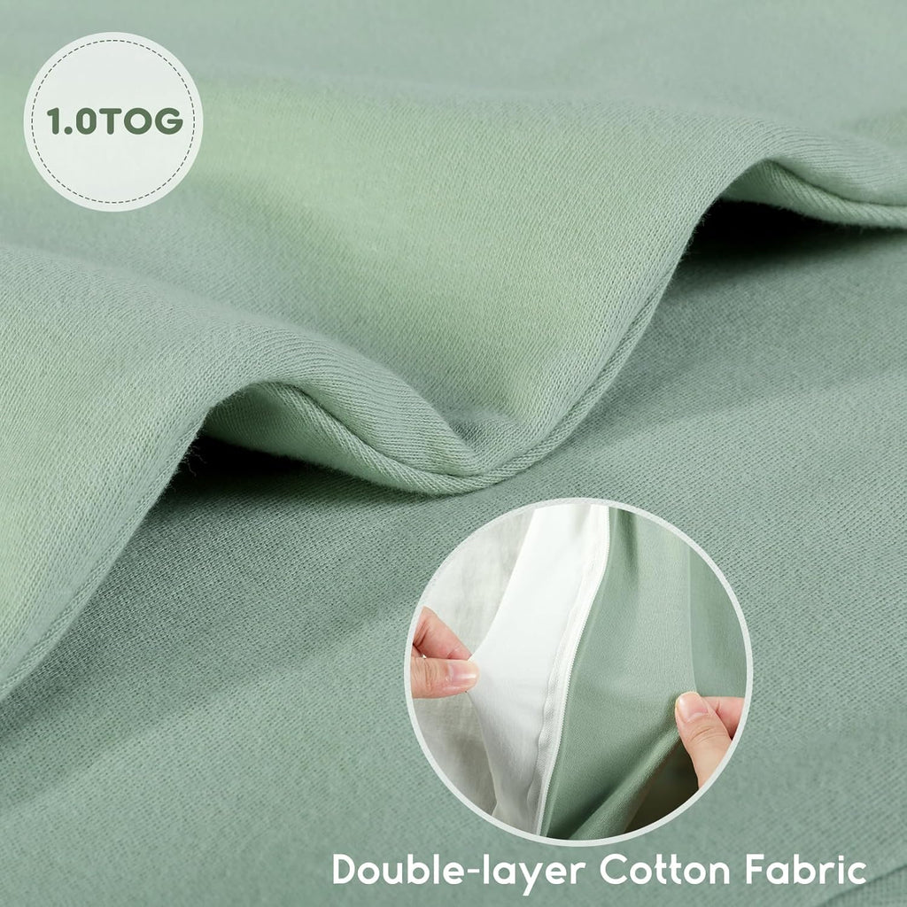 Yoofoss Baby Sleep Sack | 100% Organic Cotton Wearable Blanket for 6-12 Months | 2-Pack, 2-Way Zipper