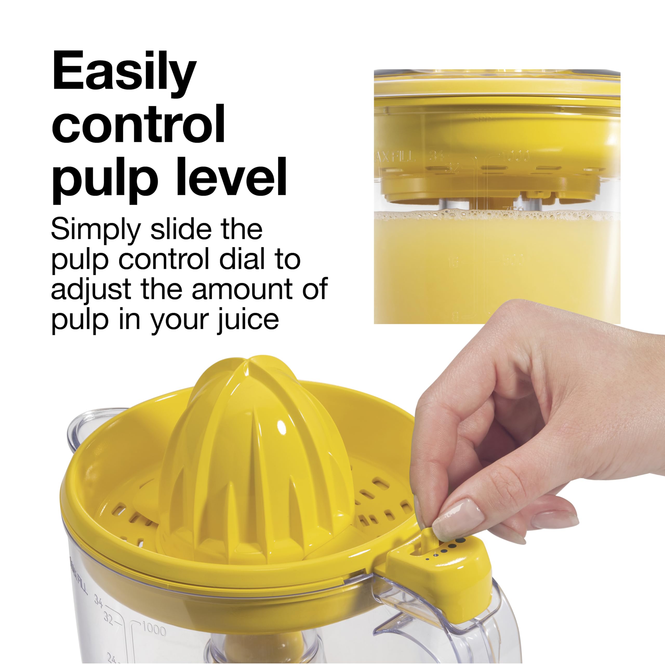 Proctor Silex Alex's Lemonade Stand Electric Citrus Juicer Machine and Squeezer, for Lemons, Limes and Oranges, 34 oz, Yellow (66331)