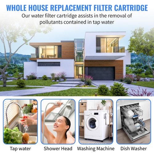 CFS – Polypropylene String Wound Water Filter Cartridges Compatible with Culligan Sediment Filter, Heavy Duty Well Water Filter Models – Whole House Replacement Filter Cartridge – 5 Micron (4 Pack)