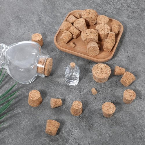 30Pcs Cork Stoppers, Mini Tapered Cork Plugs Wine Bottle Corks Plugs Replacement Corks for Glass Bottles,Crafts & Home Decor, Wine Bottles, Salt and Pepper Shakers, 6 Sizes