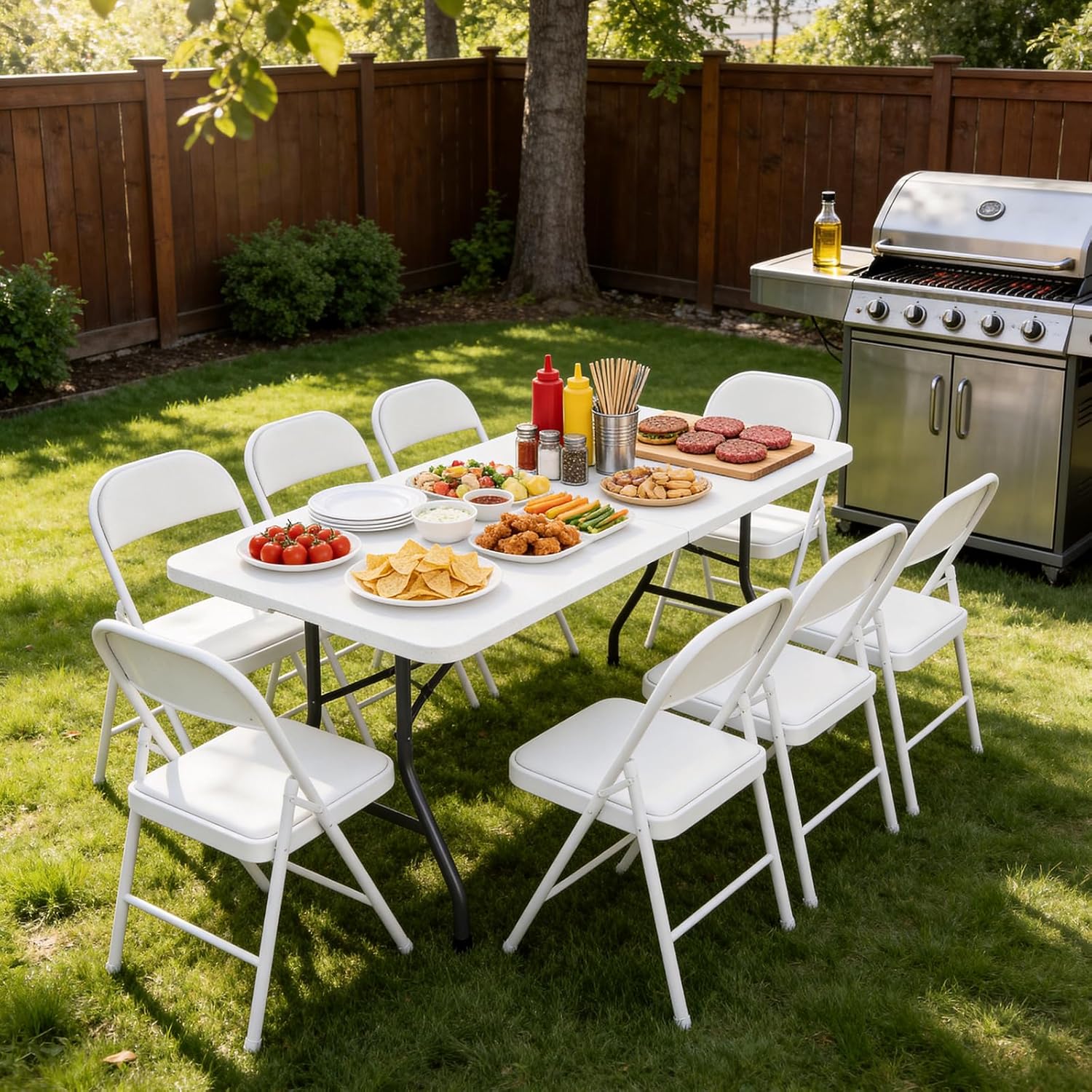 Skiennix Folding Table - 6 FT Heavy Duty Portable Plastic Table with Carrying Handle | 2 Pack for Indoor & Outdoor Events