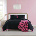 Betsey Johnson - Twin Comforter Set, Bedding Set with Matching Sham & Bonus Soft Throw, Dorm Essentials (Signature Hotel Solid Black)