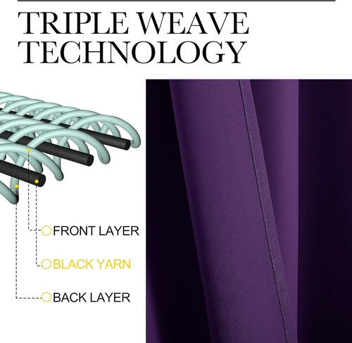 NICETOWN Blackout Curtains - Thermal Insulated Solid Ring Top Drapes | Set of 2, 42 x 63 Inch, Royal Purple