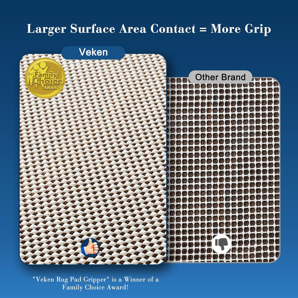 Veken Rug Pad Gripper - Non-Slip 10x14 Ft Mat for Hardwood & Tile Floors | Thick Anti-Skid Design