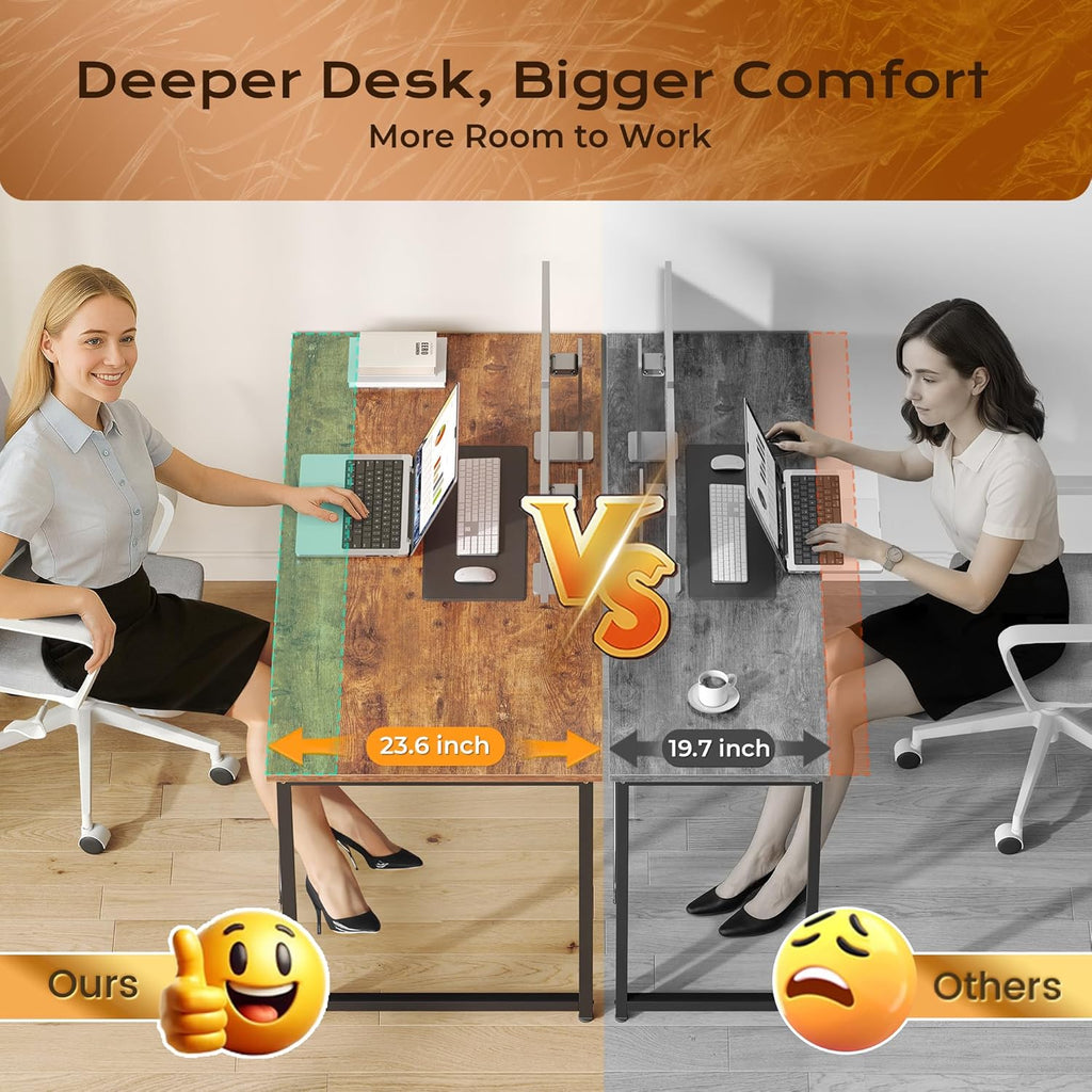 PRAISUN Computer Desk - 47" X 24" Rustic Brown Gaming & Office Writing Desk with Metal Frame