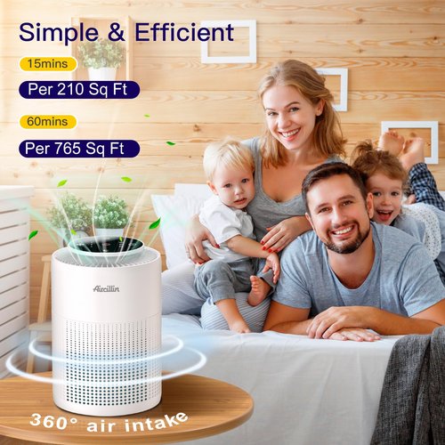 Aircillin Air Purifier AP070A & AP070B Replacement Filters, Efficiency Activated Carbon, High-efficiency HEPA Filter, 4 Pack