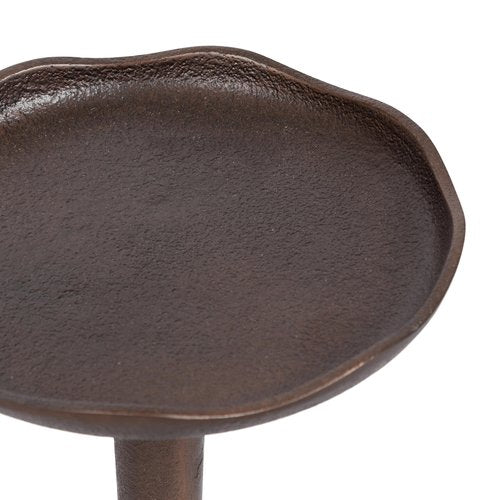 Kate and Laurel Alessia Modern Decorative Metal Drink Table, 8 x 8 x 22, Bronze, Round Cast Aluminum Pedestal Plant Stand with Rough Texture and Deckled Edge