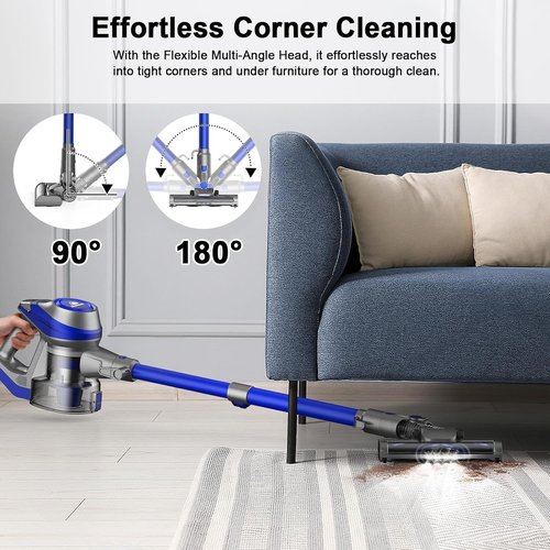 Intercleaner Corded Vacuum Cleaner - 23Ft Reach, Powerful Suction & LED Headlights | Ideal for Hard Floors & Carpets