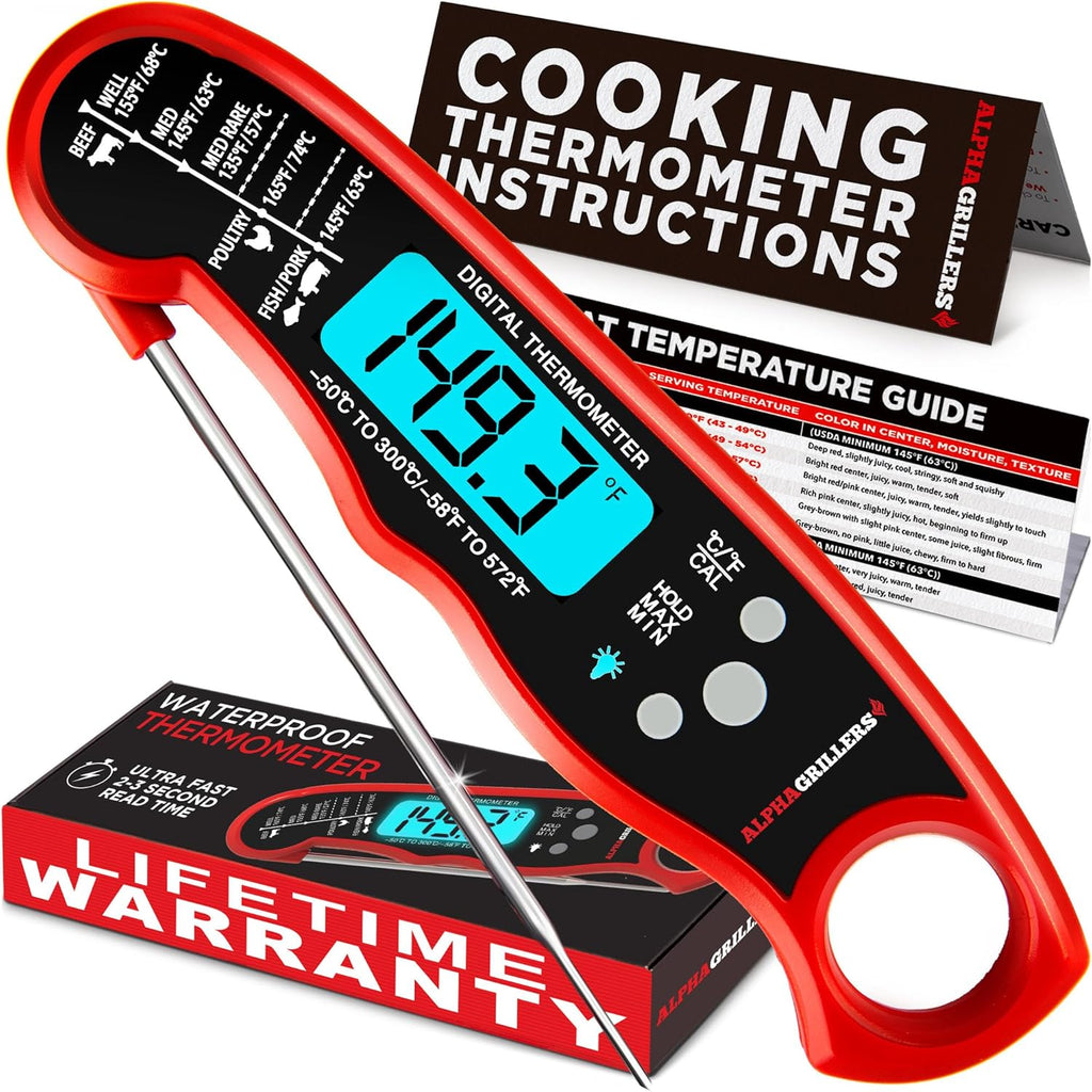 Alpha Grillers Digital Meat Thermometer - Instant Read Cooking & Grilling Tool | Perfect Gift for Chefs