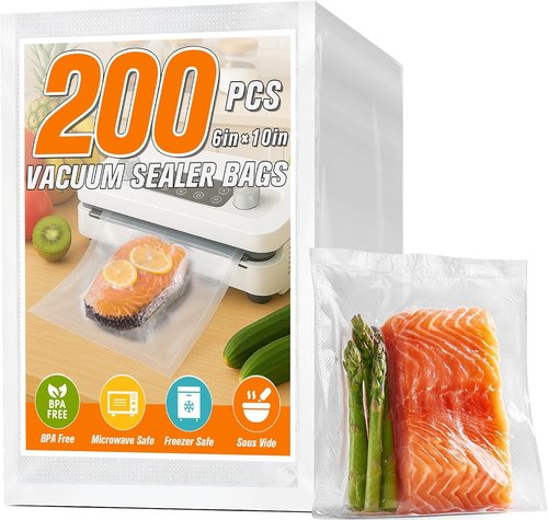 FUNFERY Vacuum Sealer Bags - 200 Pint 6" x 10" | BPA-Free for Long-Term Food Storage & Sous Vide