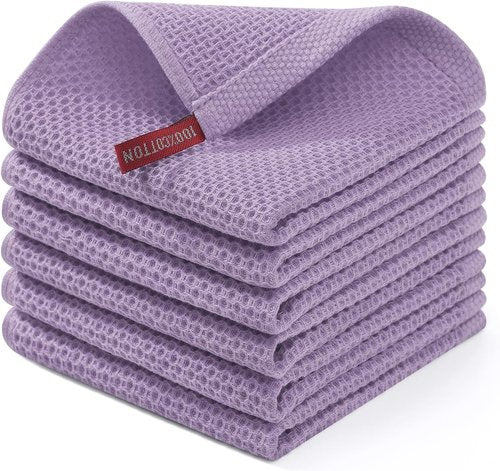 Homaxy 100% Cotton Dish Cloths - Ultra Soft, Absorbent & Quick Drying | 12x12 Inches, 6-Pack, Lavender