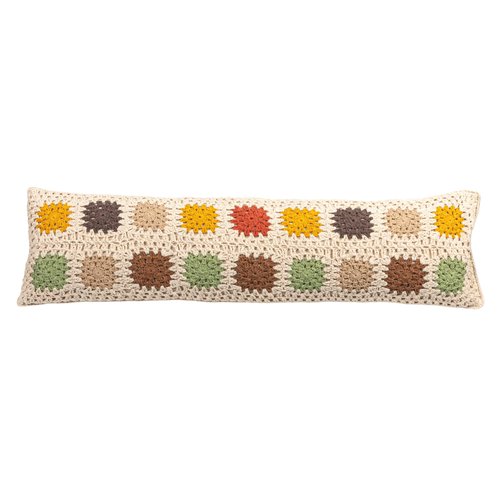 Creative Co-Op Cotton Crocheted Lumbar Pillow with Block Pattern, Multicolor