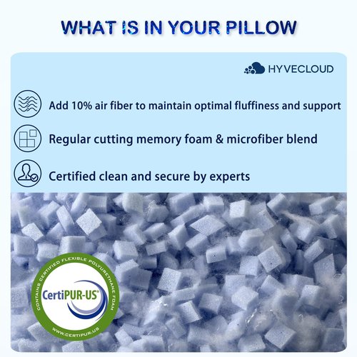HYVECLOUD Cooling Memory Foam Pillows for Deep Sleep Bed Pillow forNeck Support with Removable & Washable Cover Cooling Pillow for Neck PainRelief Pillow for Shoulder & Back & Side Queen Pack of 1