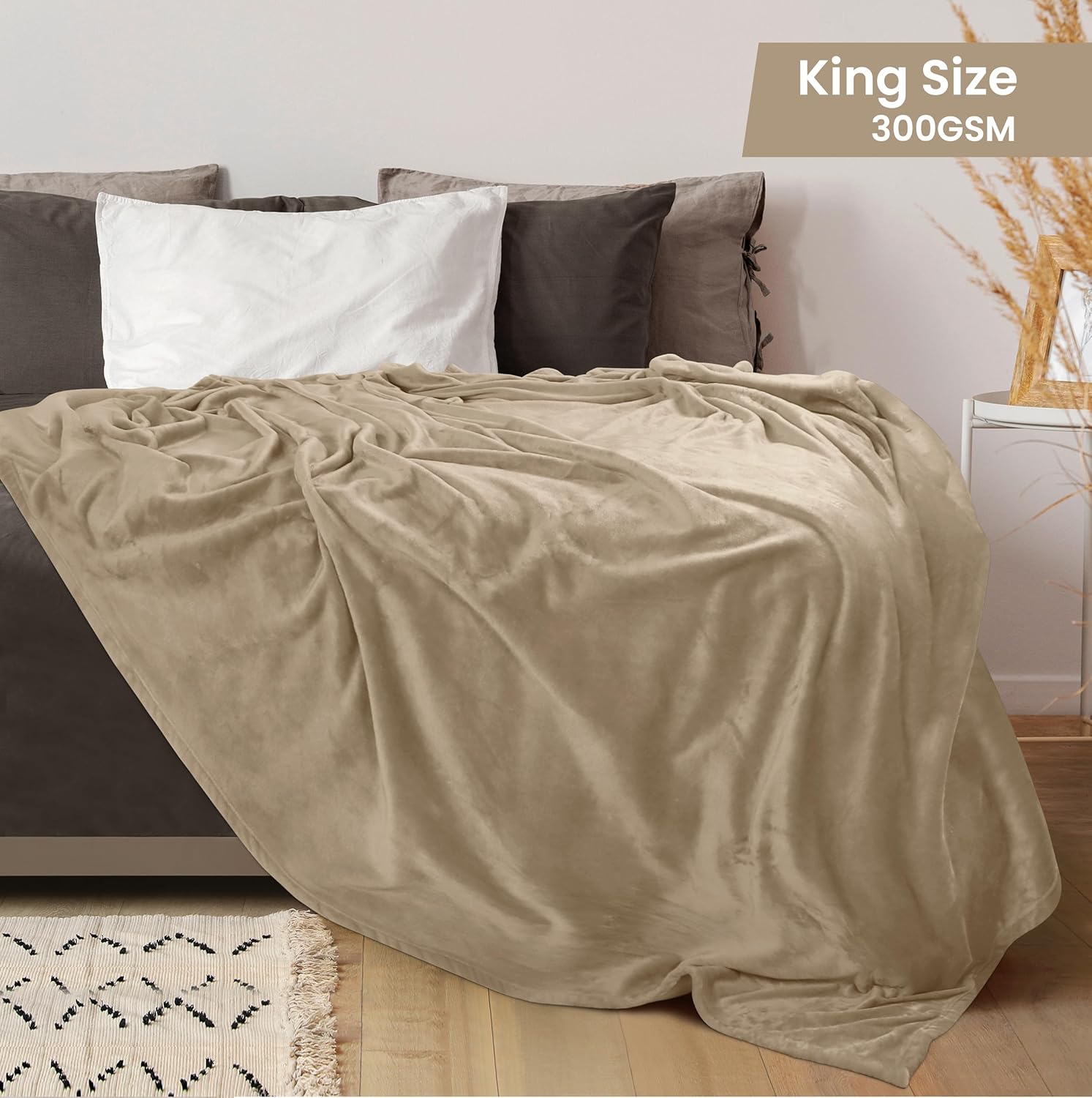 Utopia Bedding Fleece Blanket - King Size Luxury Soft Microfiber in Camel | 300GSM Anti-Static (90x102 Inch)