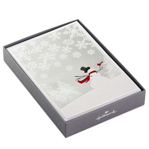 Hallmark Boxed Christmas Cards, Snowman and Cardinal (16 Cards and 17 Envelopes), (1XPX5437)