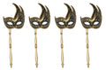 Glittered Mask w/Stick - Gold Pack of 4