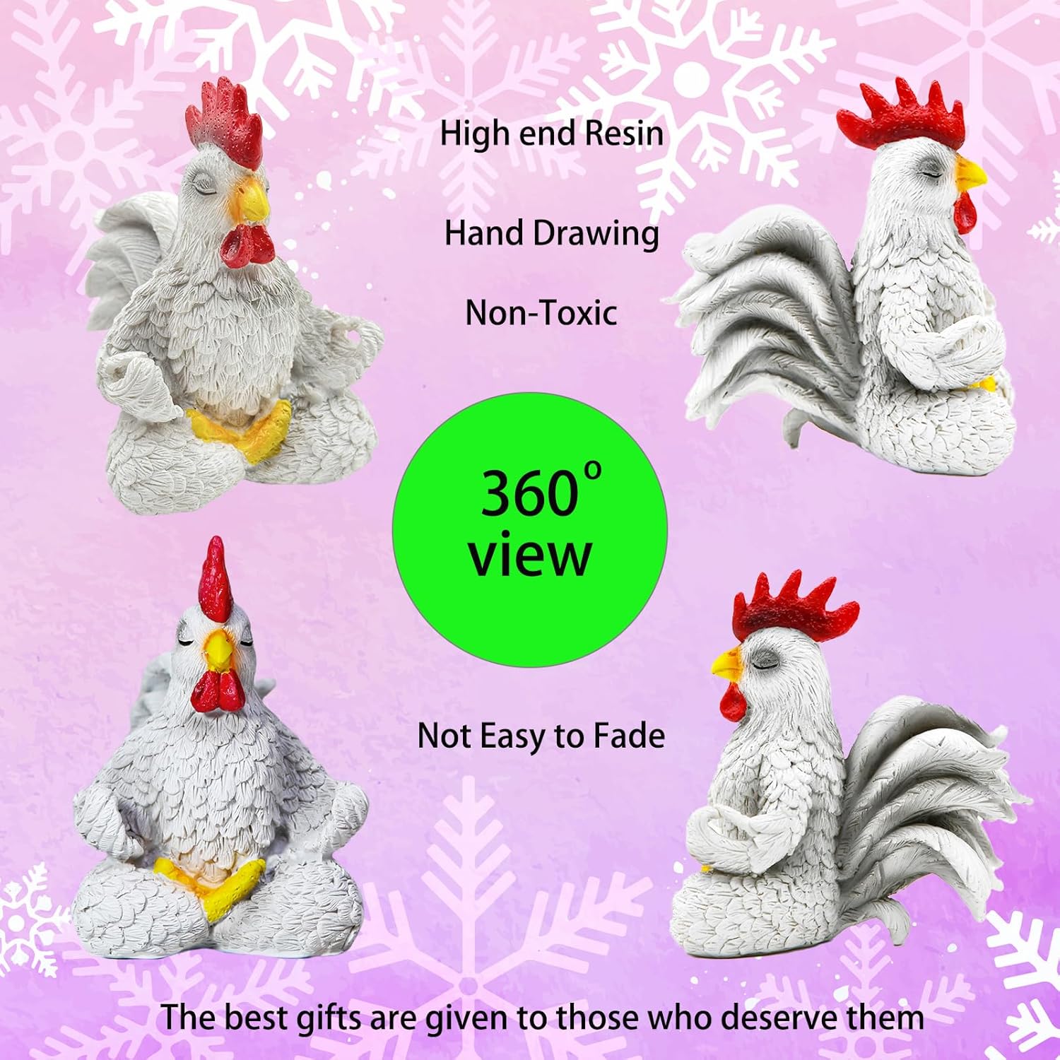 Regine Switzerland Funny White Rooster Statue Decor - Handcrafted Resin Chicken Figurine in Yoga Pose | Vibrant Country Charm for Unique Gifts