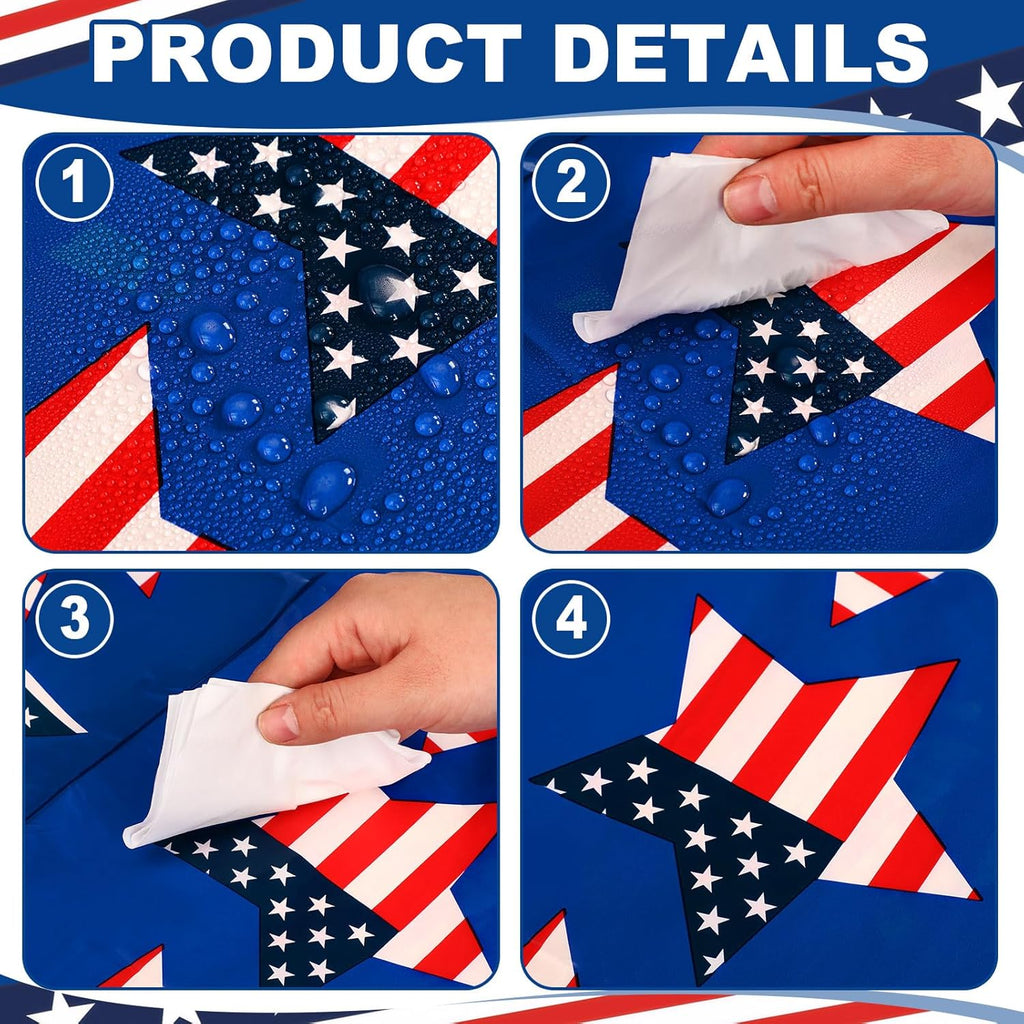 Oudain Patriotic Tablecloth Set - USA Flag Design | 54 x 108 Inch Disposable Rectangle for 4th of July Celebrations