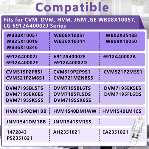 【8-Pack】 G8 Halogen Bulbs for Microwave Ovens, 120V 50W Compatible with LG 6912A40002J, GE WB08X10057 & Kenmore Models Replaces GE Oven Bulbs, Halogen Bulbs for Range Hoods and appliances
