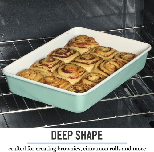 Martha Stewart Gallen Nonstick Carbon Steel Baking Pan - 13 x 9 Inch, Teal Bakeware for Easy Release