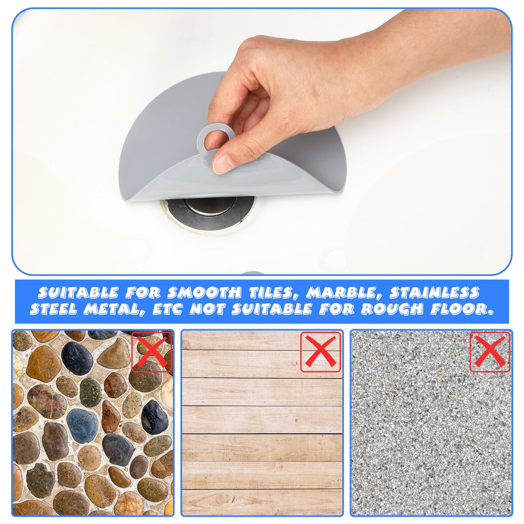 Yinkin 6 Pcs Drain Covers to Keep Bugs Out Silicone Shower Floor Tub Stoppers Bathtub Drain Stoppers Sewer Anti-Odor Mats Deodorizing Plugs for Bathroom(6 x 6 Inch,Round,Grey)