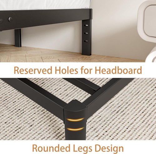 Full Bed Frame by [Brand Name] - Heavy Duty 14-Inch Metal Design with No Box Spring Needed | Noiseless & Easy Assembly