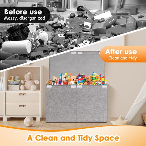 Fineonly Large Toy Box Chest with Lid, Kids Toy Storage Organizer for Boys Girls, Big Toy Bin Basket Extra Large Toy Storage Box for Living Room Playroom Nursery 25"x13"x16"