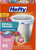 Hefty Small Trash Bags - Fabuloso Watermelon Scent | 4 Gallon Size, 52 Count Pack