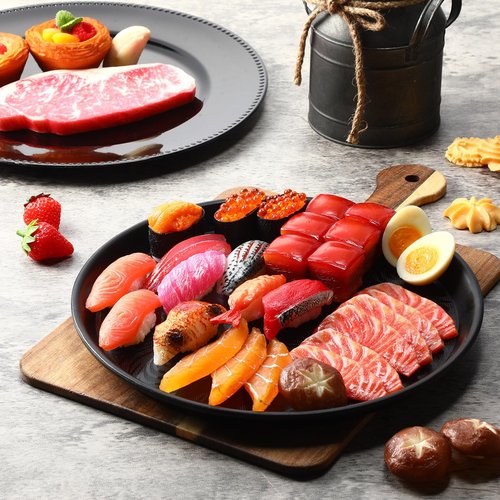 Zopeal 8 Pcs 16 Inch Round Restaurant Serving Trays Non Slip Surface Black Serving Plastic Food Meals Server Tray for Halloween Party Bar Restaurant Cocktail Cafeteria