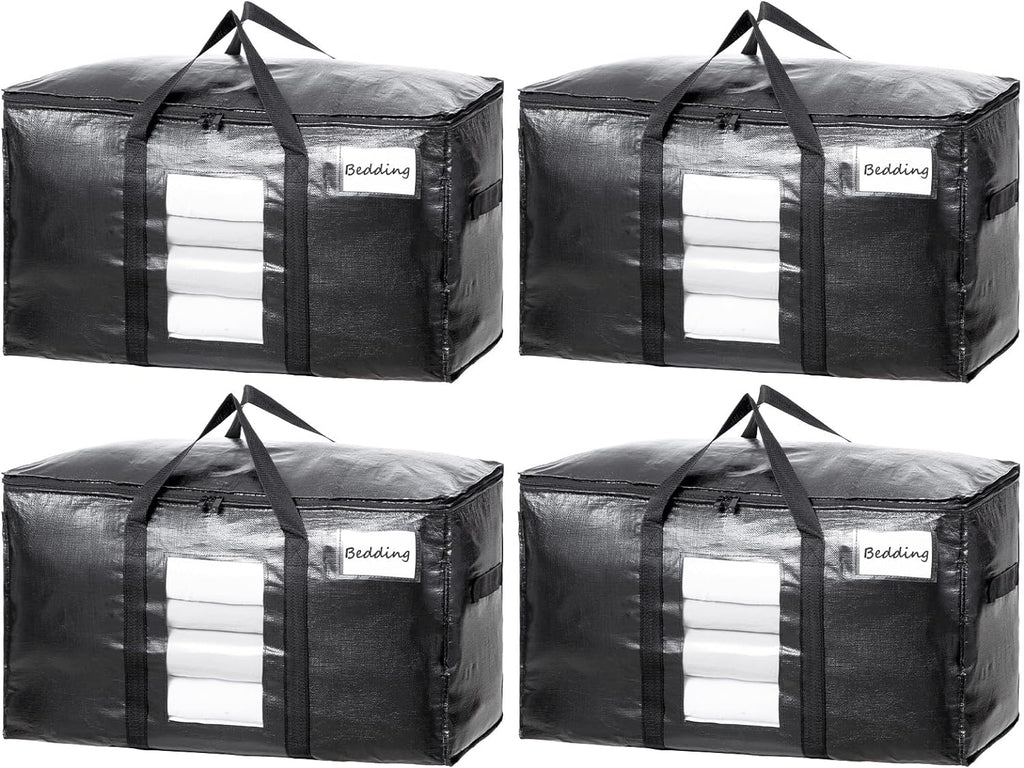 TAILI Extra Large Moving Bags - 4 Pack Heavy Duty Totes with Visible Window & Wrap Around Handles
