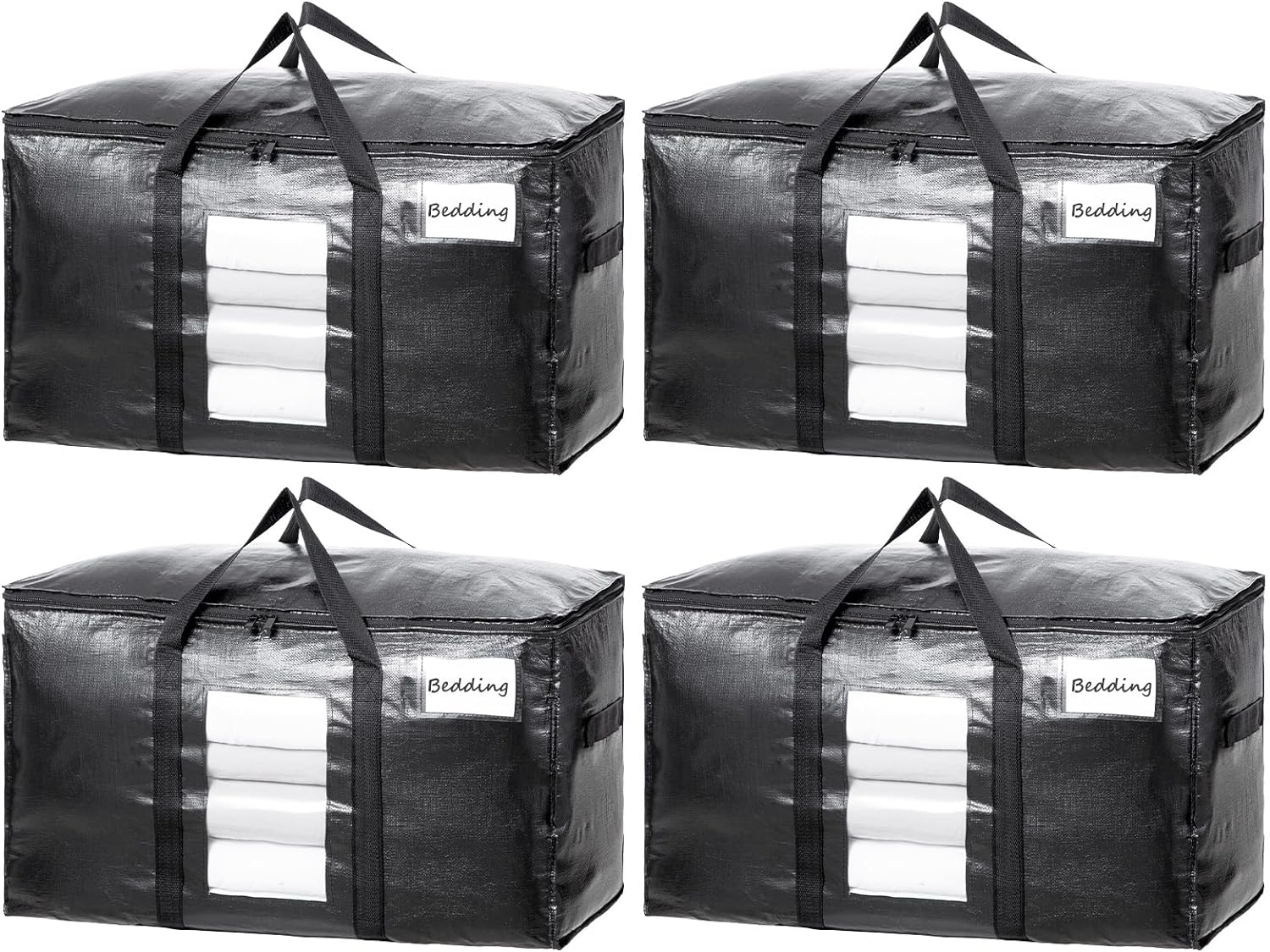 TAILI Extra Large Moving Bags - 4 Pack Heavy Duty Totes with Visible Window & Wrap Around Handles