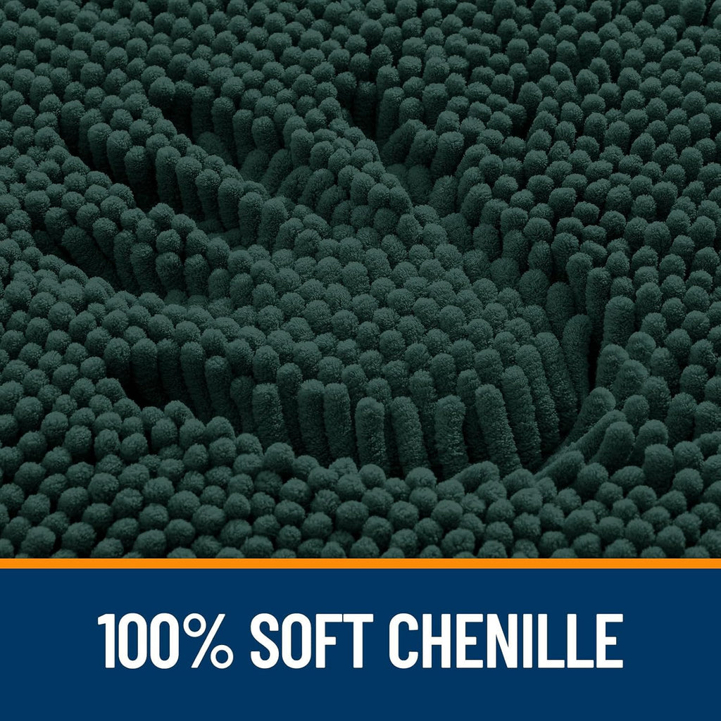 OLANLY Bathroom Runner Rugs - Soft Absorbent Chenille with Rubber Backing | 47x24, Quick Dry, Machine Washable, Blackish Green