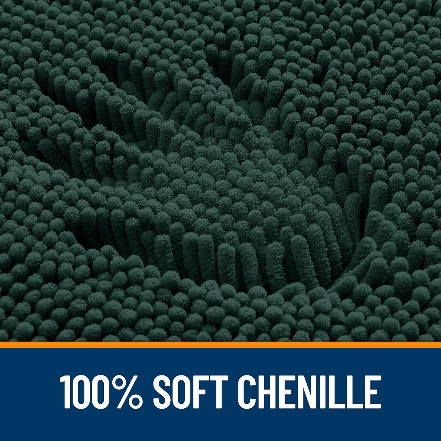 OLANLY Bathroom Runner Rugs - Soft Absorbent Chenille with Rubber Backing | 47x24, Quick Dry, Machine Washable, Blackish Green