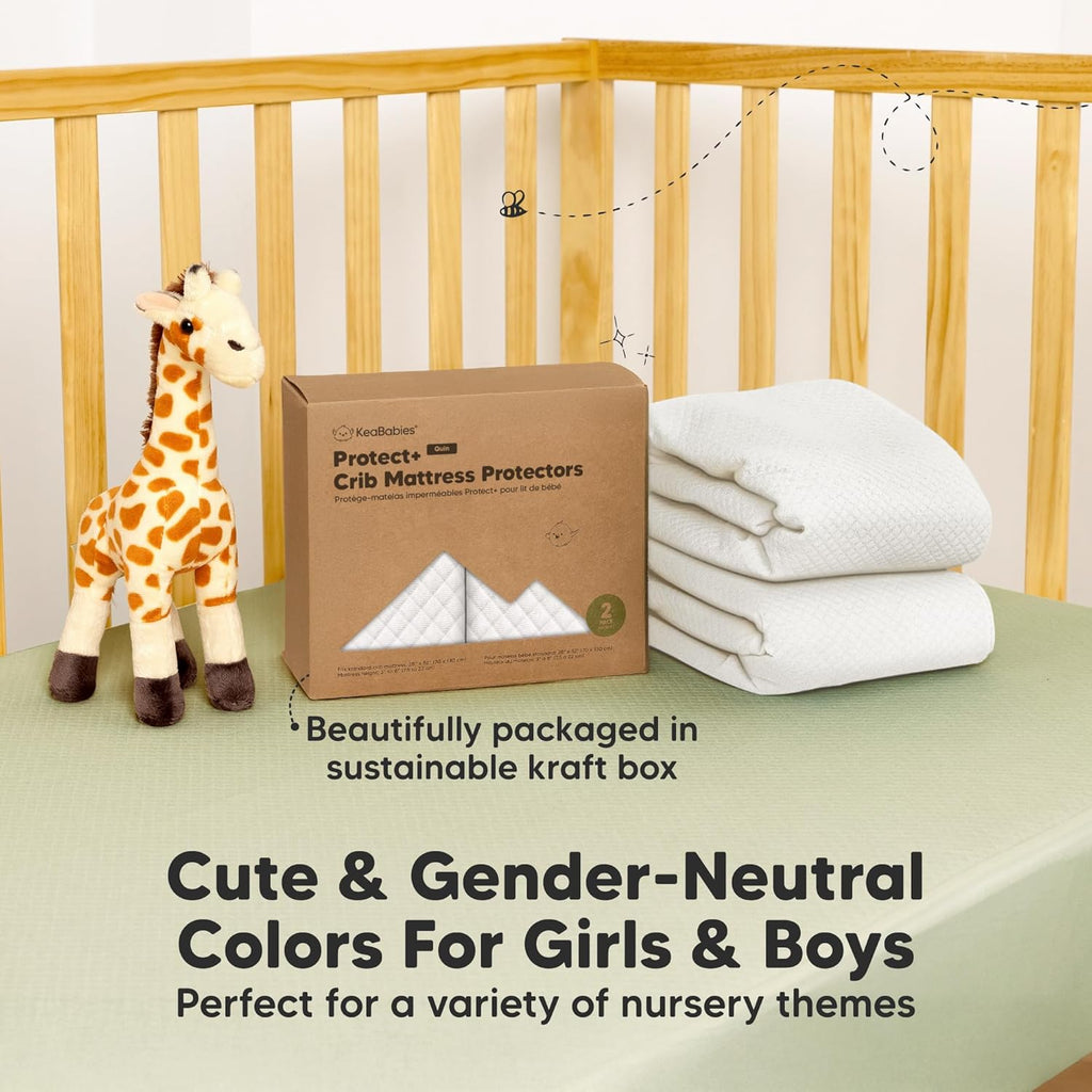 Skiennix Waterproof Crib Mattress Protector Cover - Soft Quilted Cotton Pad, 52" x 28", Machine Washable, Easy Fit
