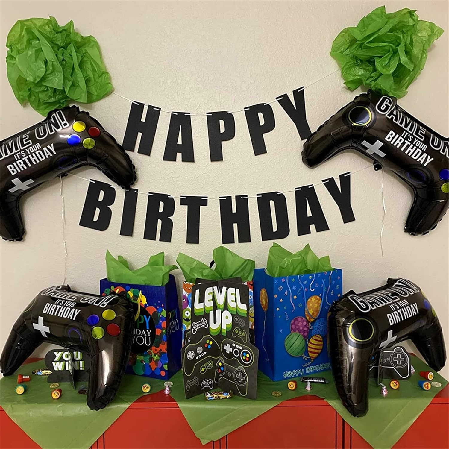 Skiennix Video Game Party Balloons - Giant Controller Mylar Foil | 5-Piece Set for Kids' Birthday Decor