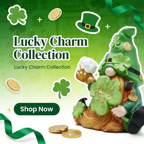 Hodao Green St. Patrick's Day Gnome Figurine - 6" Handmade Resin Elf for Spring Decor