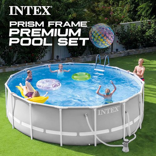 Intex 26711EH Prism Frame Above Ground Swimming Pool Set - 12ft x 30in | Includes 530 GPH Filter Pump, Puncture & Rust Resistant, 1718 Gallon Capacity