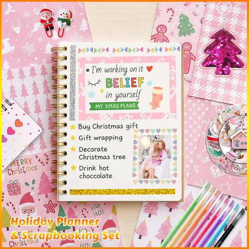 Advent Calendar 2025 for Girls - 24 Day Christmas DIY Journal Kit for Tween & Teen Girls, Stationery Set, Scrapbook & Diary Supplies Set, Journaling Art Crafts Kit, Creative Christmas Gifts
