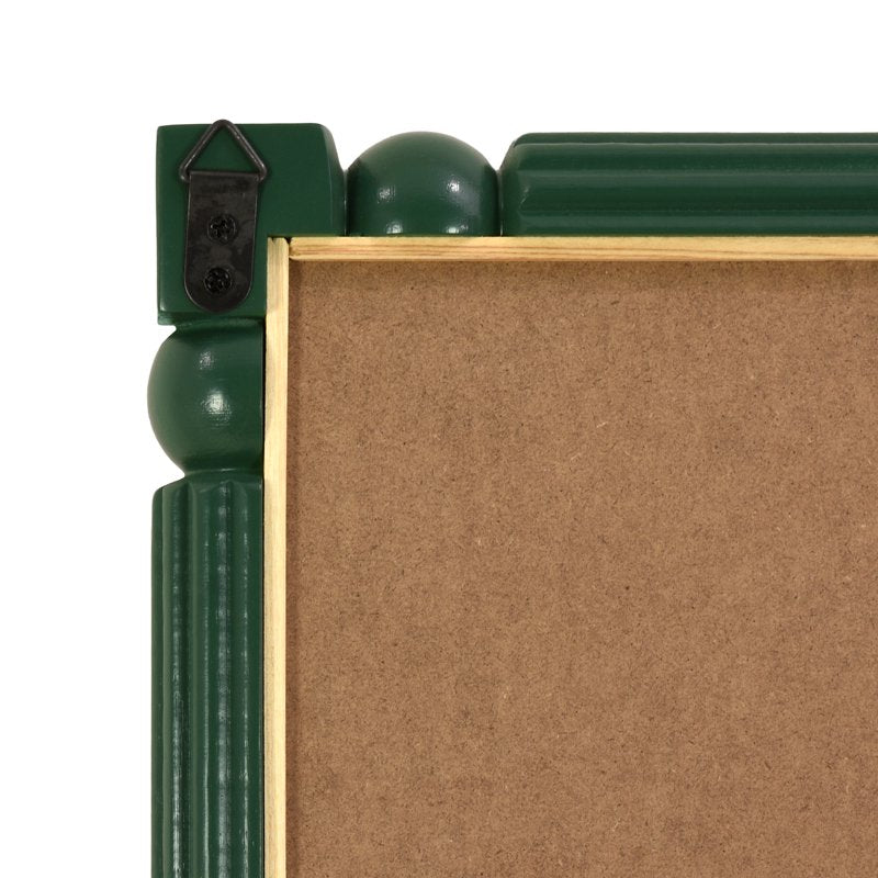 Green Fluted Wood Wall Mirror 22x30 Inch - Decorative Vanity Mirror for Bathroom Bedroom Entryway