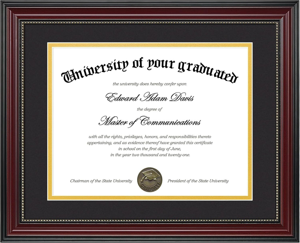 Upsimples Diploma Frame - Classic Wood Grain with Gold Beading | 8.5 x 11 or 11 x 14 Size Options, Perfect Graduation Gift