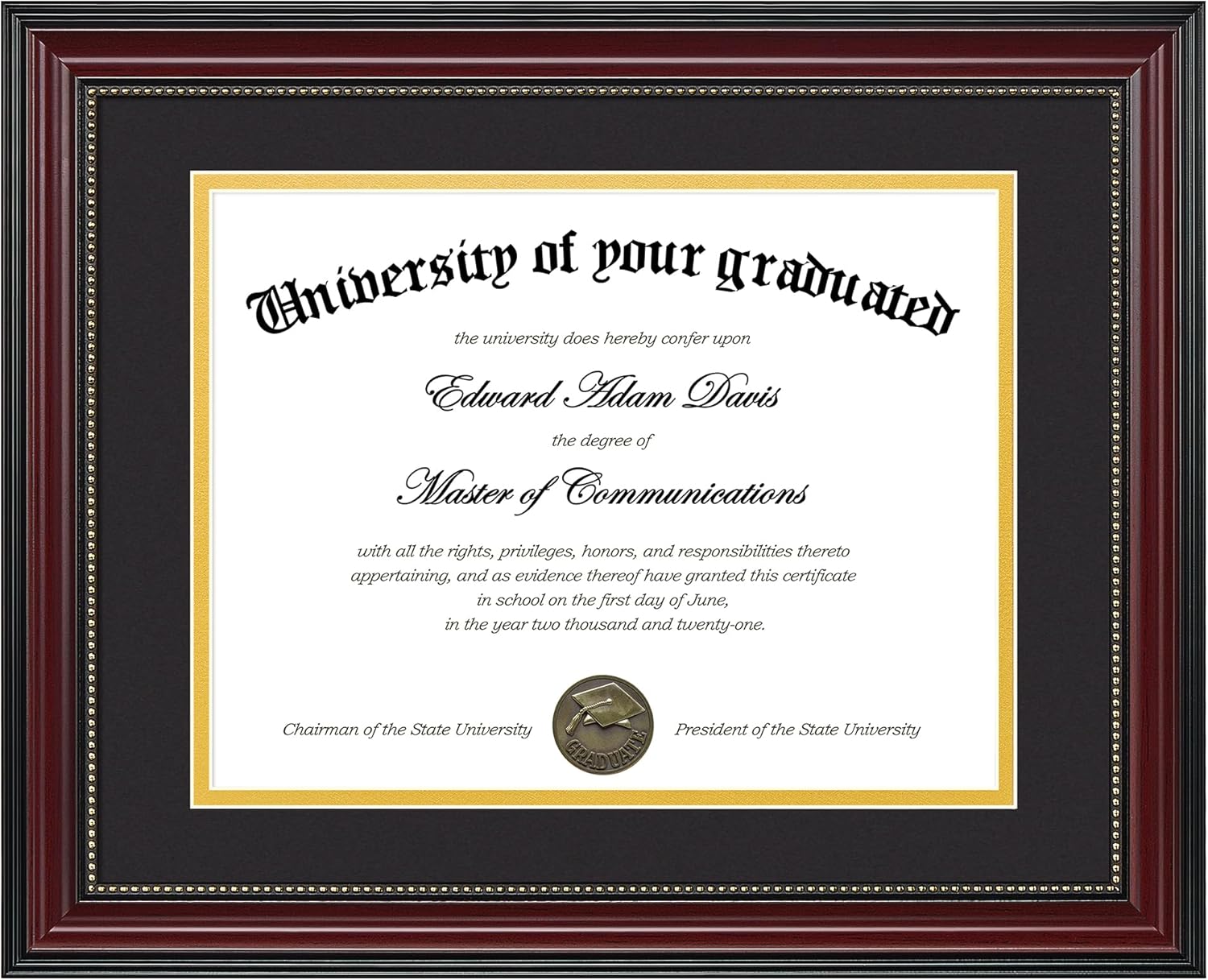Upsimples Diploma Frame - Classic Wood Grain with Gold Beading | 8.5 x 11 or 11 x 14 Size Options, Perfect Graduation Gift