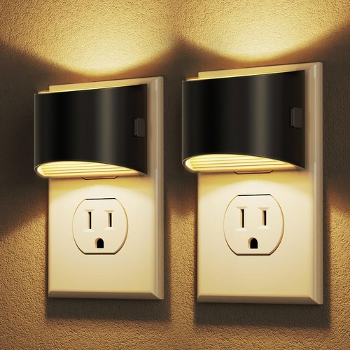 DORESshop LED Night Light[2 Pack], Night Lights Plug into Wall, 3 Level Brightness Adjustable Plug in Night Light, Dusk to Dawn Sensor, Nightlights for Adults, Bedroom, Bathroom, Hallway, 3000K