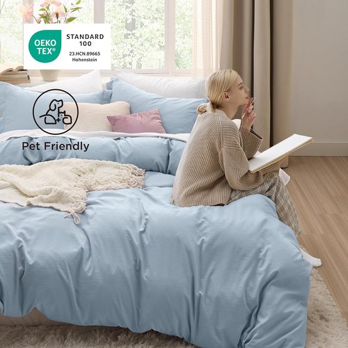 Bedsure Celestial Blue Duvet Cover Set - Extra Soft Twin/Twin XL Bedding, 2 Pieces with Zipper Closure & Pillow Sham