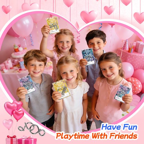 24 Pcs Valentine’s Day Gift Metal Brain Teaser Puzzles Set with Cards for Boys and Girls Unlock Interlock Game Fidget Party Favors School Exchange Classroom Prizes for Older Kids Teens Adults